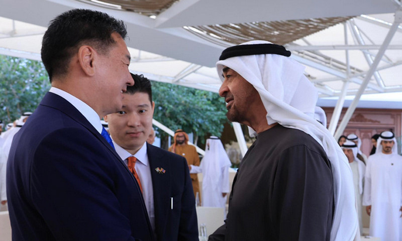 Монгол Улсын Ерөнхийлөгч У.Хүрэлсүх АНЭУ-ын Ерөнхийлөгч Эрхэм дээд Шейх Мухаммад бин Заид Аль-Нахъян-тай уулзлаа 